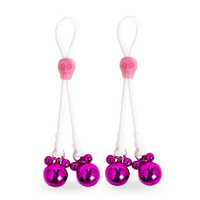 KKCAT SM Nipple Clamp Bell Toy – Adjustable Elastic Silicone Rope, Metal Bells Nipple & Vagina Clip for Men and Women, Flirting Fetish Accessory