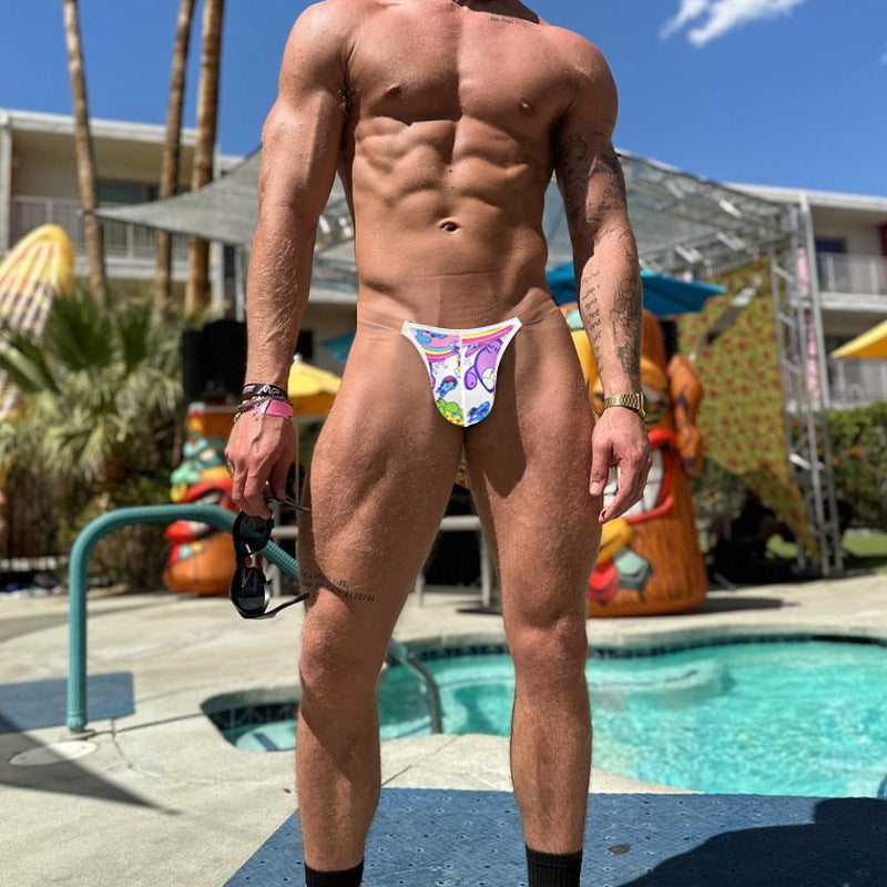 Men’s High-Cut Bikini Briefs with Transparent Waistband – Low-Rise Athletic Nylon Underwear | MP2992