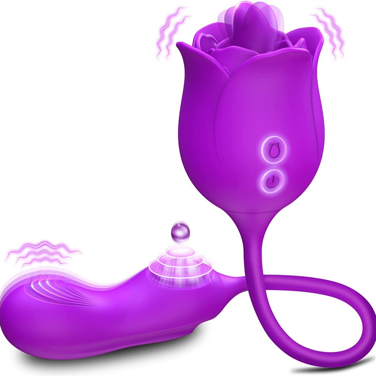 4-in-1 Rose Tongue Licking Telescopic Vibrator – Dual-Head Multi-Function Vibrating Massager for Women