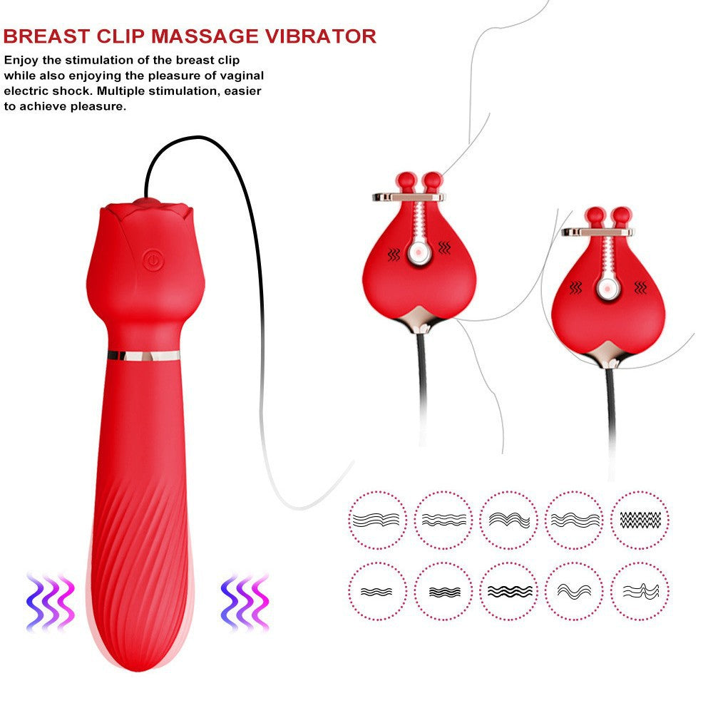 Double Vibration Breast Clamp Vibrator – Adjustable, Dual 10-Mode Stimulator