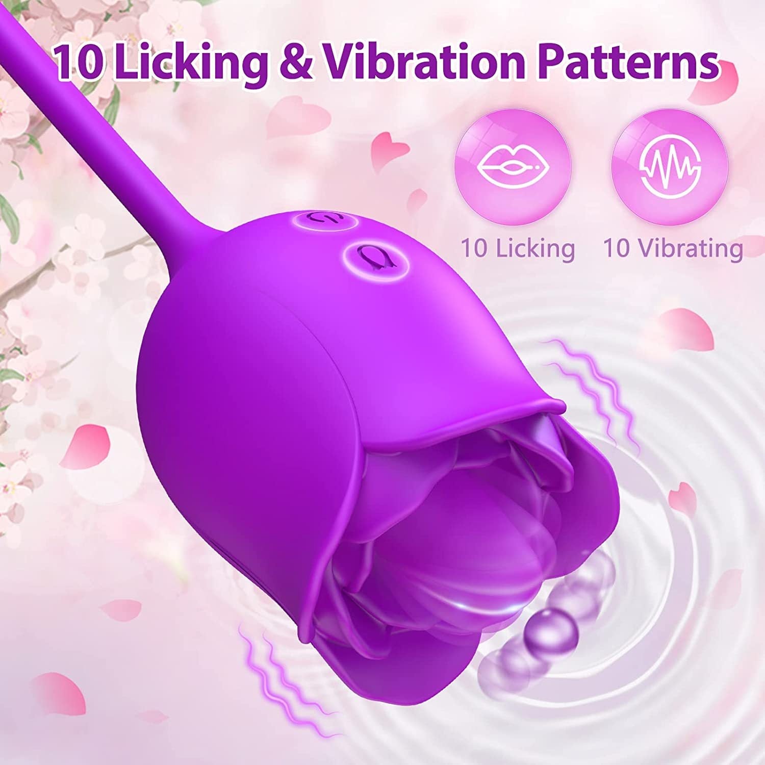 4-in-1 Rose Tongue Licking Telescopic Vibrator – Dual-Head Multi-Function Vibrating Massager for Women