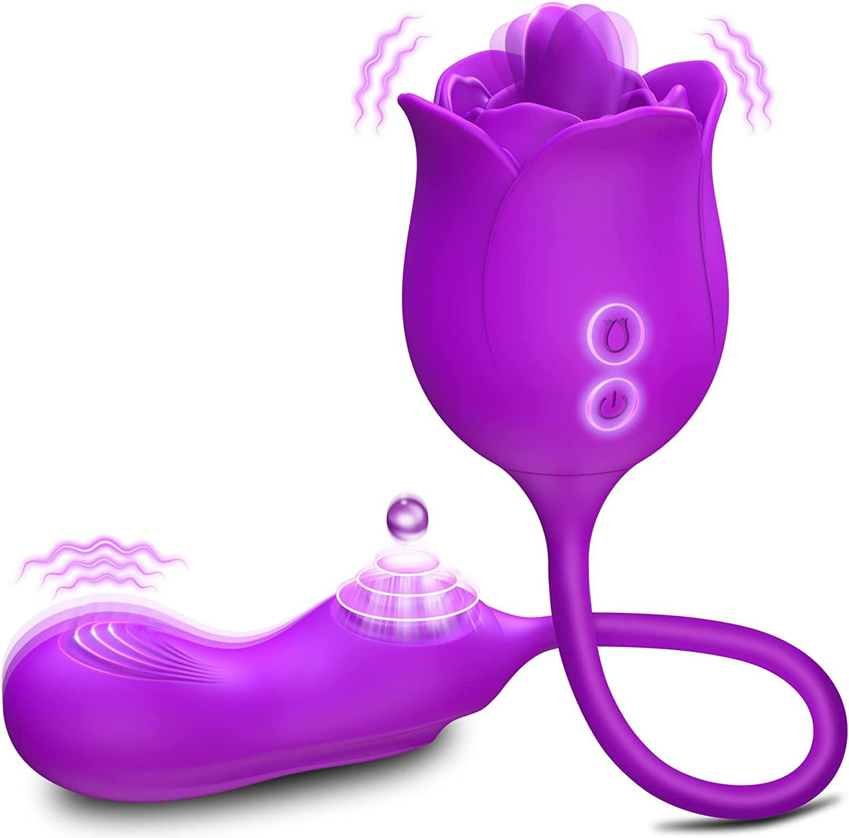 4-in-1 Rose Tongue Licking Telescopic Vibrator – Dual-Head Multi-Function Vibrating Massager for Women