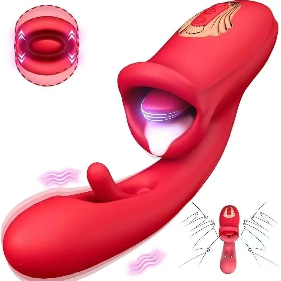 Triple Motor Oral Vibrating Stick – 10 Licking & Vibration Modes, Waterproof Silicone, Rechargeable Clitoral Massager
