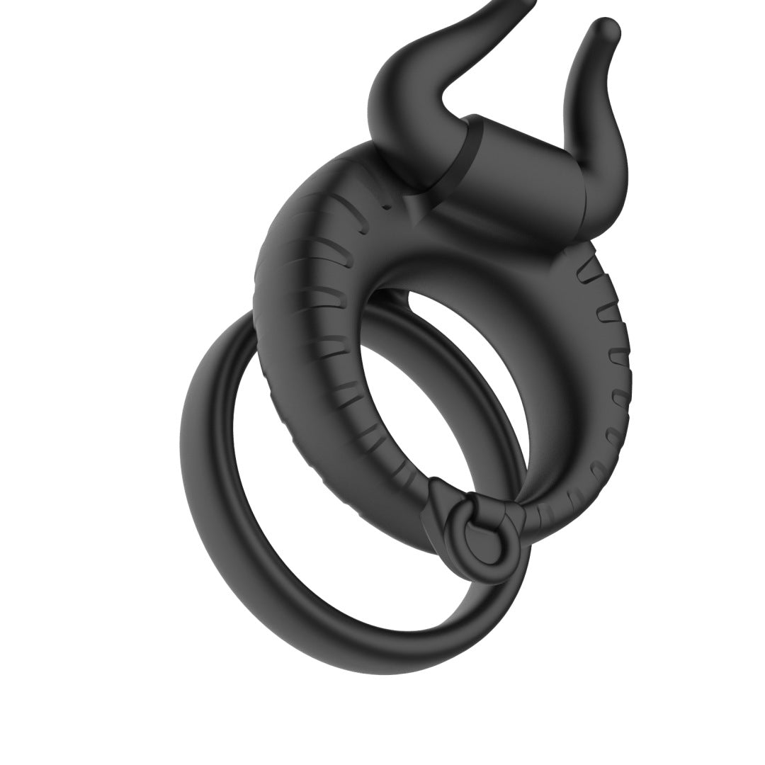 Bull Head Rechargeable Lock Semen Ring Men'S Vibrating Elephant Ring Silicone Electric Remote Control Triple Beam Semen Set Double Ring Fun