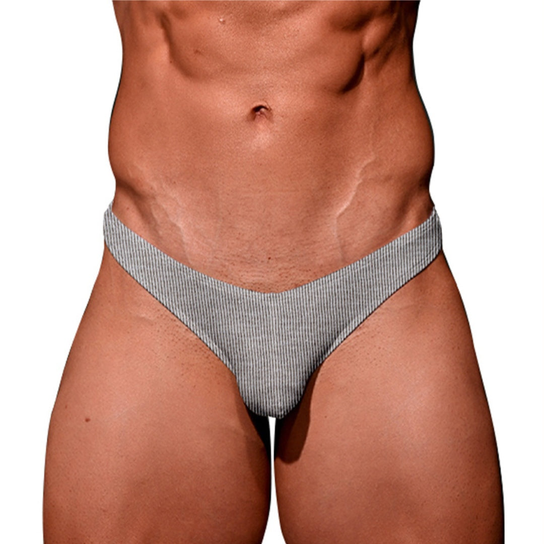 KKCAT Men’s Cotton Low-Rise Bikini Thong – Breathable U-Pouch High-Cut T-Back Underwear AD7111