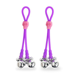 KKCAT SM Nipple Clamp Bell Toy – Adjustable Elastic Silicone Rope, Metal Bells Nipple & Vagina Clip for Men and Women, Flirting Fetish Accessory