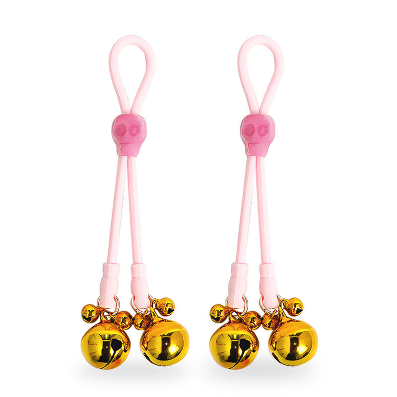 KKCAT SM Nipple Clamp Bell Toy – Adjustable Elastic Silicone Rope, Metal Bells Nipple & Vagina Clip for Men and Women, Flirting Fetish Accessory