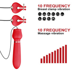 Double Vibration Breast Clamp Vibrator – Adjustable, Dual 10-Mode Stimulator