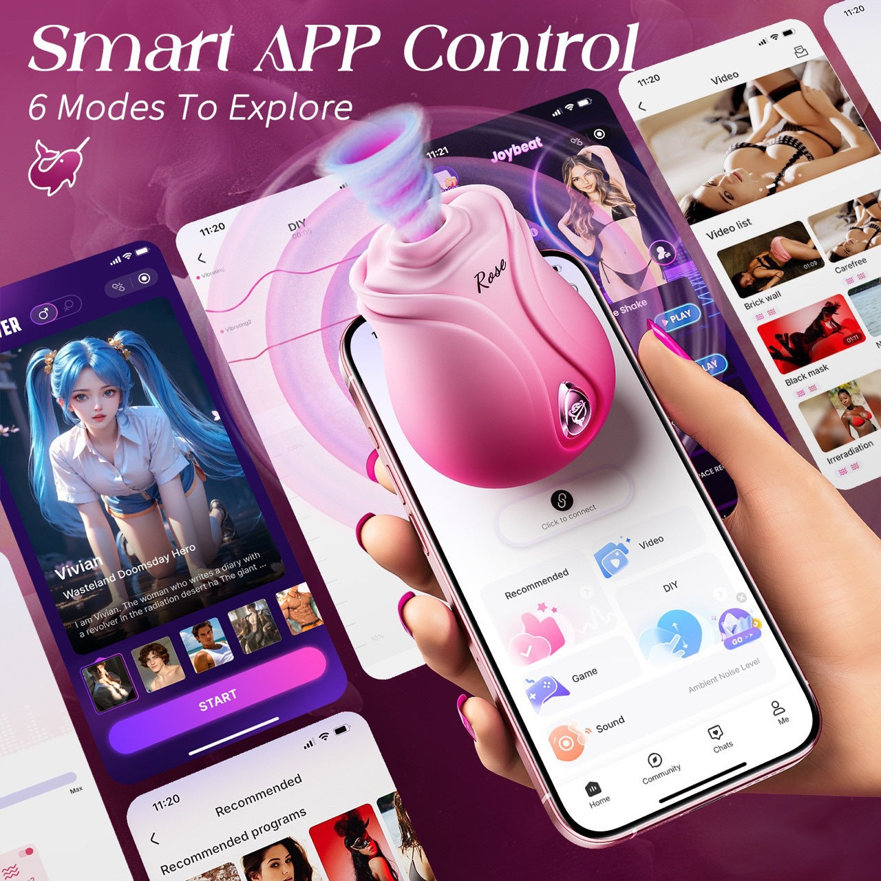 Peony Blosso  Single-Head Clitoral Sucking & G-Spot Vibrator – 5 Modes, Medical-Grade Silicone, App-Enabled