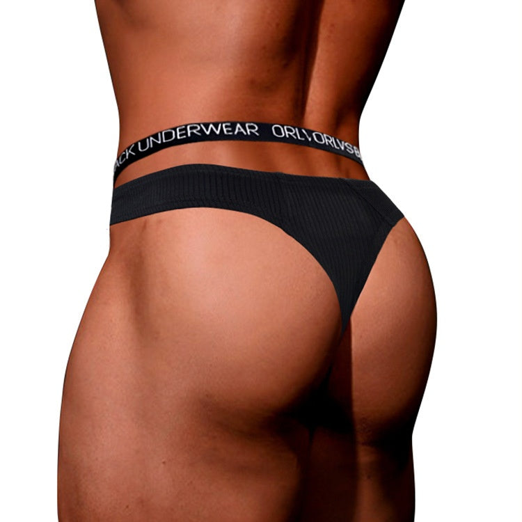 Men’s Low-Rise Sexy Cotton Thong with U-Pouch Lift – Breathable, Soft, Butt-Enhancing Underwear | KKCAT OR6312A