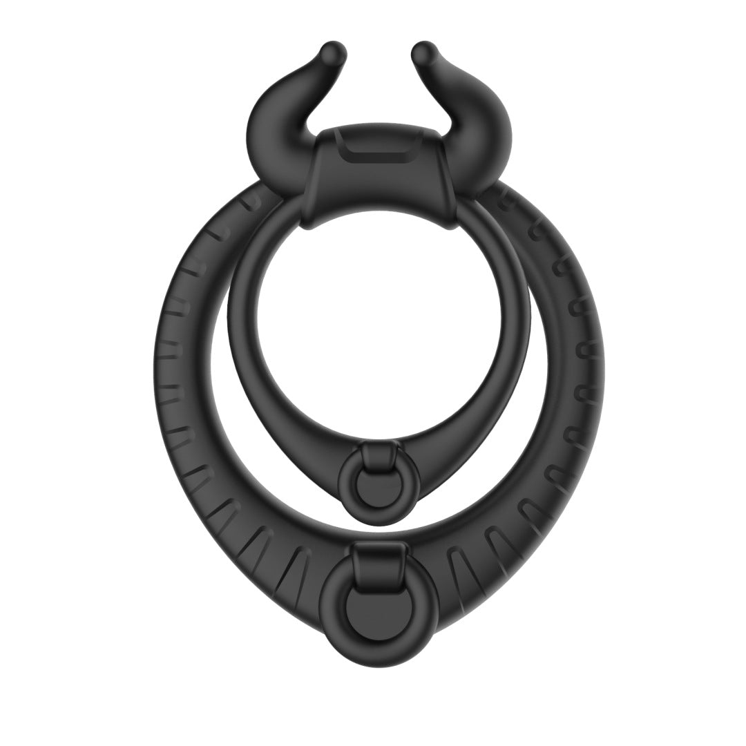 Bull Head Rechargeable Lock Semen Ring Men'S Vibrating Elephant Ring Silicone Electric Remote Control Triple Beam Semen Set Double Ring Fun