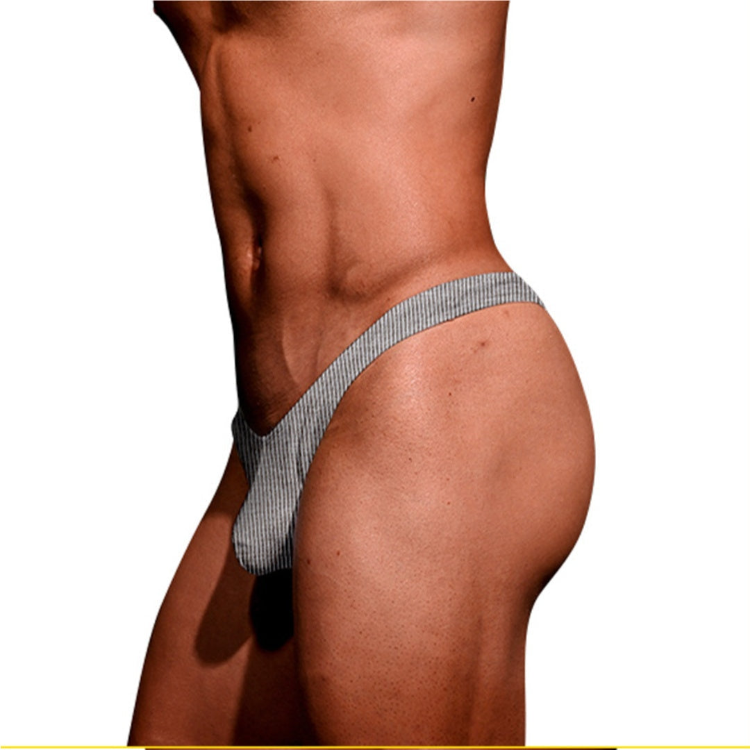 KKCAT Men’s Cotton Low-Rise Bikini Thong – Breathable U-Pouch High-Cut T-Back Underwear AD7111