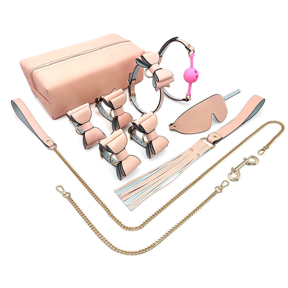 KKCAT 10-Piece Bondage Set with PU Storage Bag – Bowknot Restraint Kit for Couples