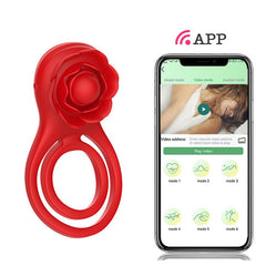 KKCAT Dual-Ring Vibrating Cock Ring – APP Wireless Remote Control, 10 Vibration & Rotation Modes, Waterproof Silicone Lock Ring for Couples