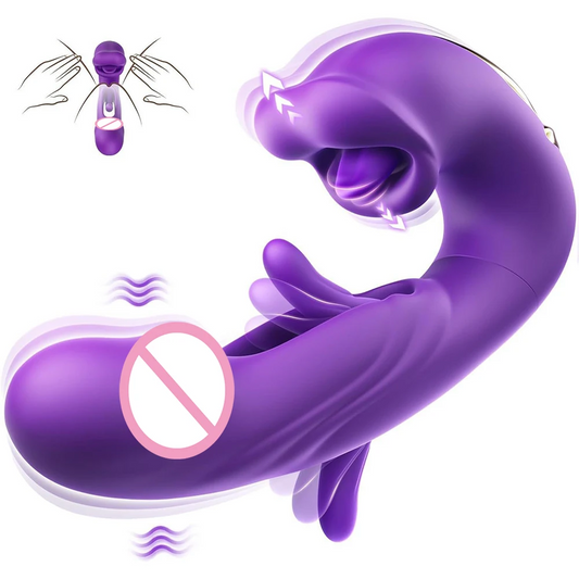 3 in 1 Tongue Licking Finger Flapping G Spot Dildo Vibrator Sex Toys for Women Clitoral Stimulation Massager Adults Masturbator