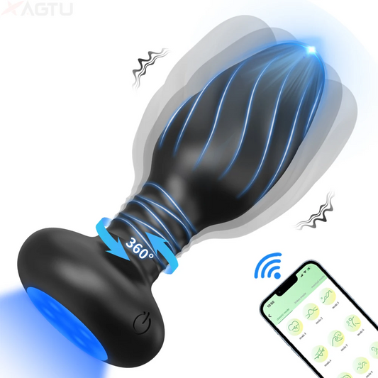 360° Rotation Vibrating Butt Plug for Men APP Wiggle Prostate Massager Gay Anal Vibrator Anal Plug with LED Sex Toy for Couples
